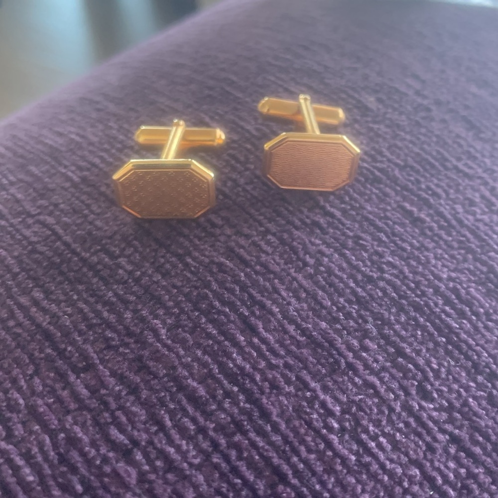 Vintage Petite Signet Cuff‎ links Engraveable Gold Tone Antique